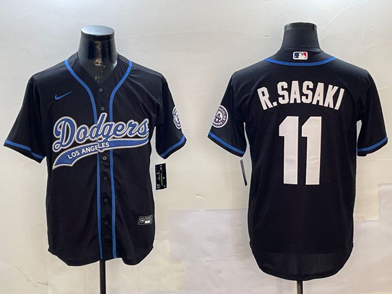Men Los Angeles Dodgers 11 R.Sasaki Black Jointly Name Game 2025 Nike MLB Jersey style 1